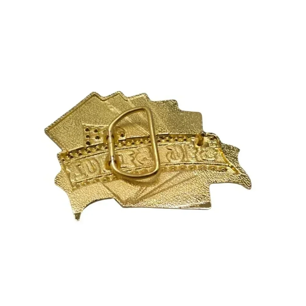 Gold Tone Casino Cards Belt Buckle Luck Charm Royal Flush Las Vegas